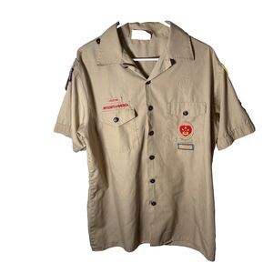 Boy Scouts of America Men's Uniform Shirt Large Short Sleeve Patches